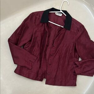 Gianni Burgundy Blazer with Black Collar